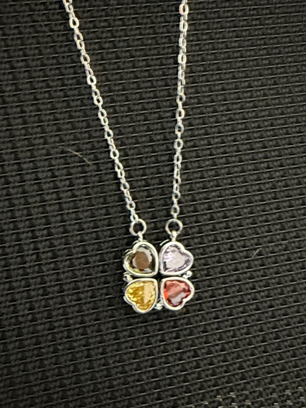 Multicolor Heart Gem Clover Pendant Necklace - Multi Functional Pendant - Picture 7 of 9